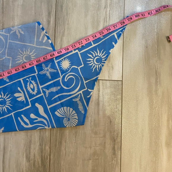 NWT Celandine Blue and White Nautical Printed Cotton Tie-On Sarong Cover-up, OS - Picture 6 of 9